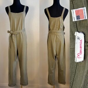Anthropologie Maronie Olive Green‎ Cotton Blend Belted Jumpsuit Overalls Women S